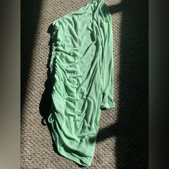 Light Green One-Shoulder Ruched Mini Bodycon Dress - Picture 4 of 6